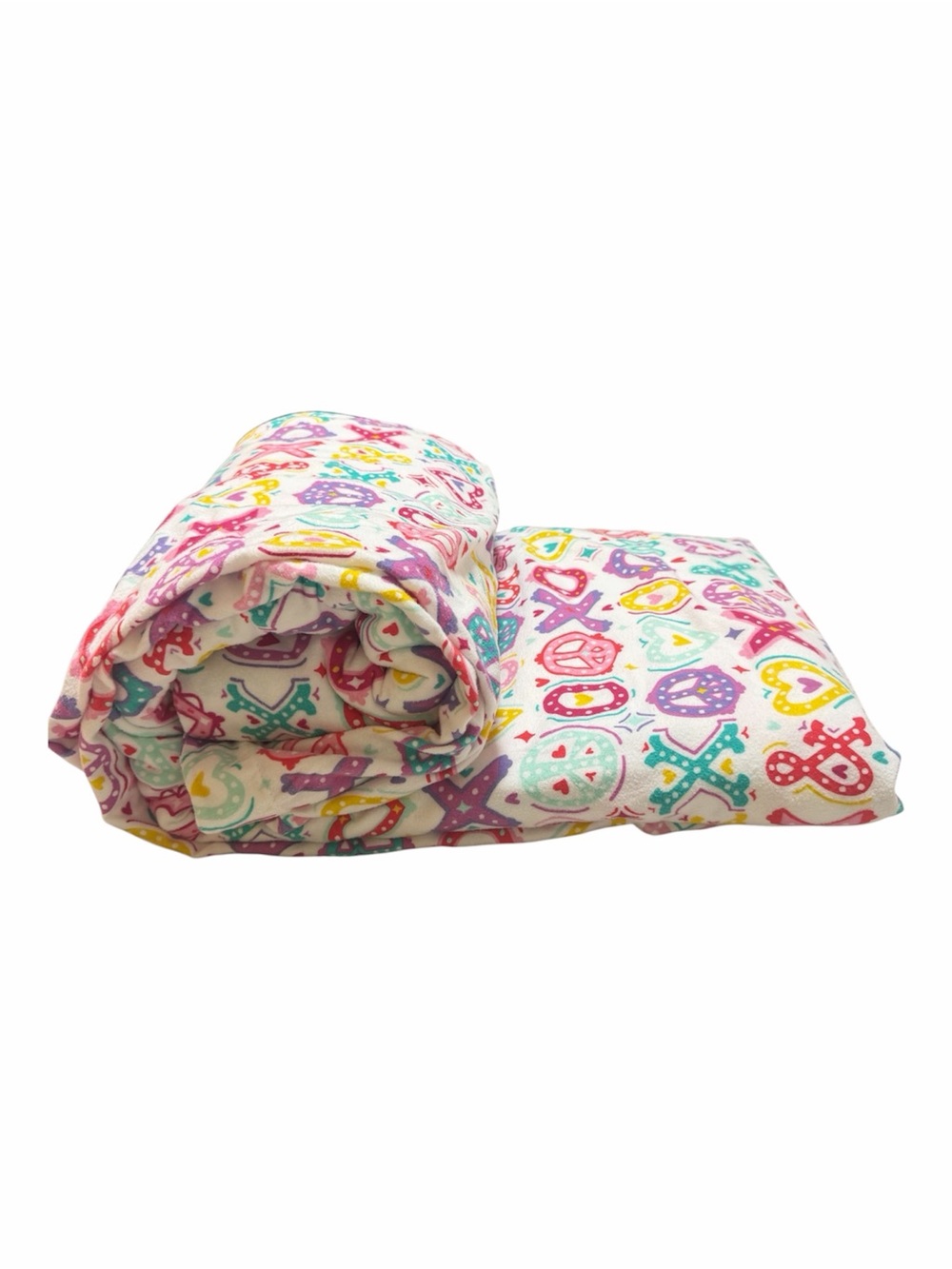 Pottery Barn Teen Hugs & Kisses Flannel Full Queen Duvet Cover 100% Cotton